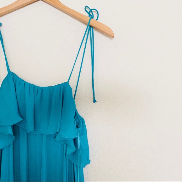 Zara Turquoise Long Ruffle Dress SZ XS - Picture 4 of 6